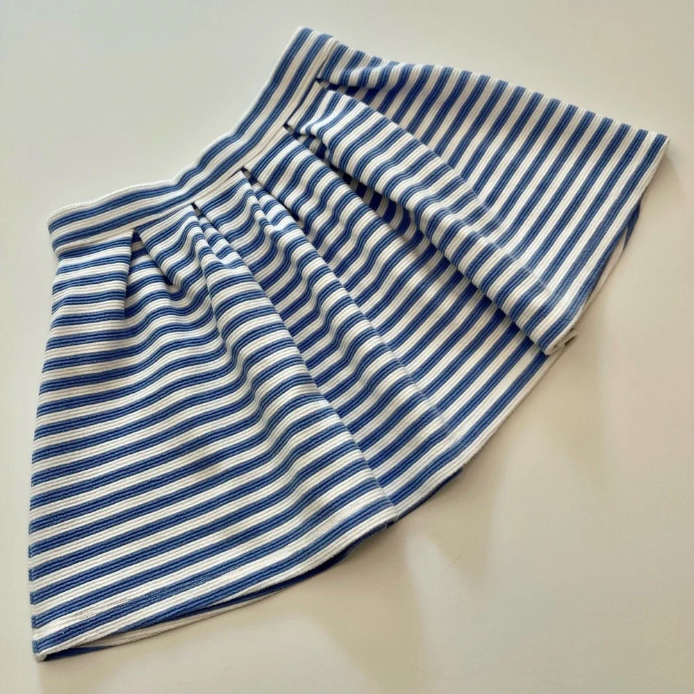 Gymboree Circle Skirt Pleated Ribbed Periwinkle & White Striped Girls Size 8